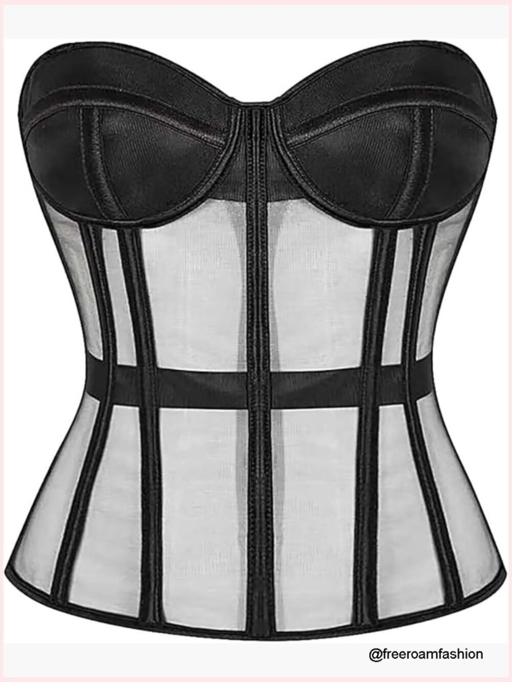 Mesh Corset Top Lace Up Steel Boned Bustier Shapewear Removable Straps